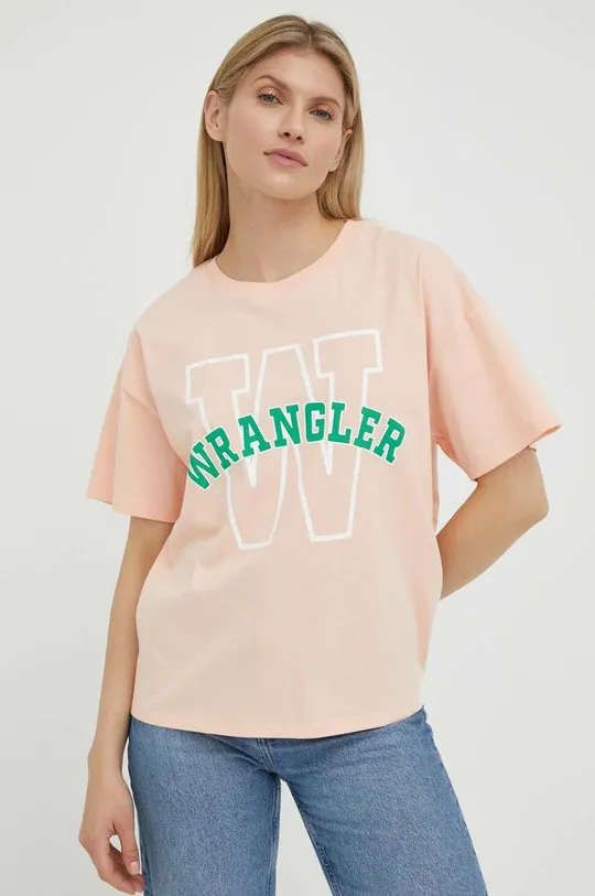 πορτοκαλί Βαμβακερό μπλουζάκι Wrangler Γυναικεία