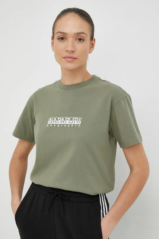 πράσινο Βαμβακερό μπλουζάκι Napapijri Γυναικεία