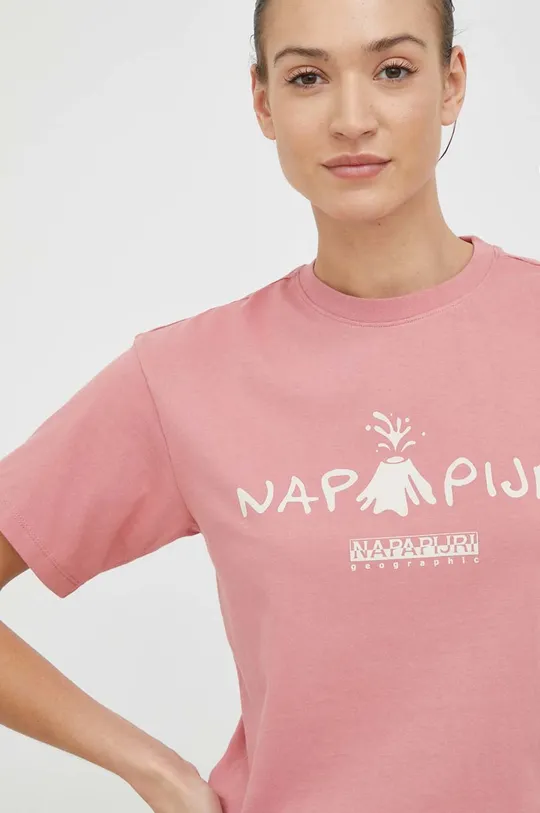 różowy Napapijri t-shirt bawełniany