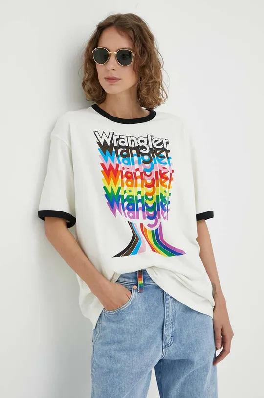 белый Хлопковая футболка Wrangler Женский