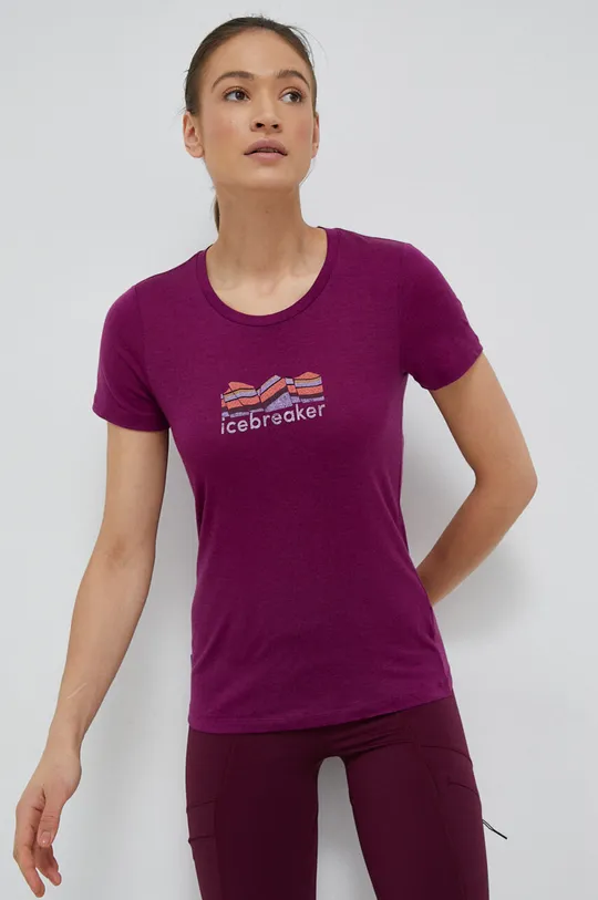 фиолетовой Спортивная футболка Icebreaker Tech Lite II Женский