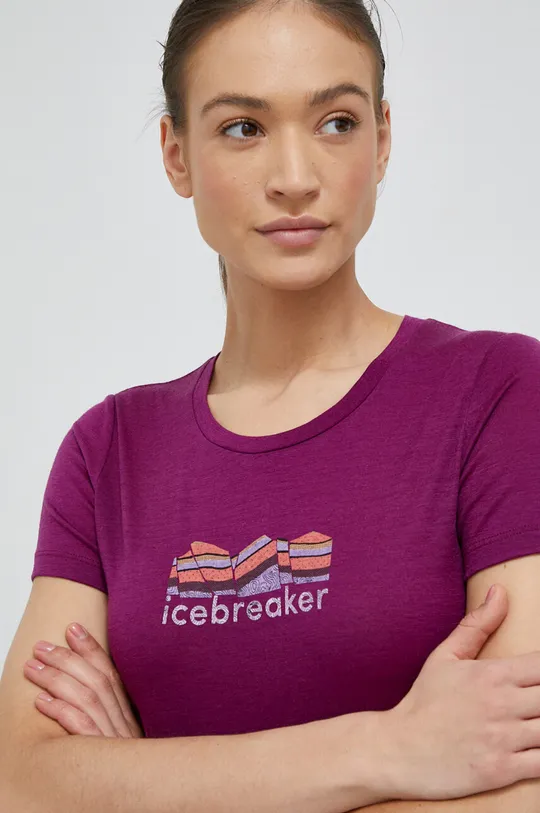 μωβ Αθλητικό μπλουζάκι Icebreaker Tech Lite II