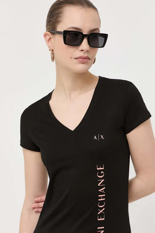 črna Bombažna kratka majica Armani Exchange Ženski