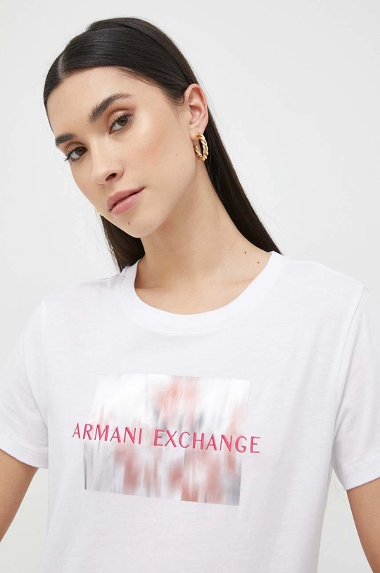 biały Armani Exchange t-shirt bawełniany Damski