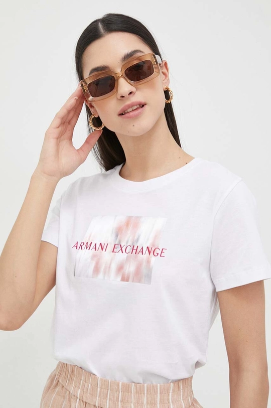 білий Бавовняна футболка Armani Exchange