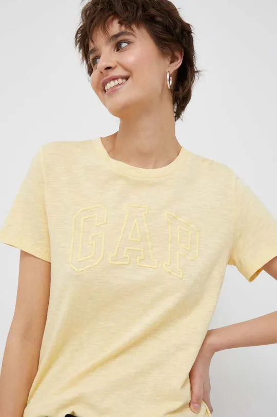 κίτρινο Βαμβακερό μπλουζάκι GAP Γυναικεία