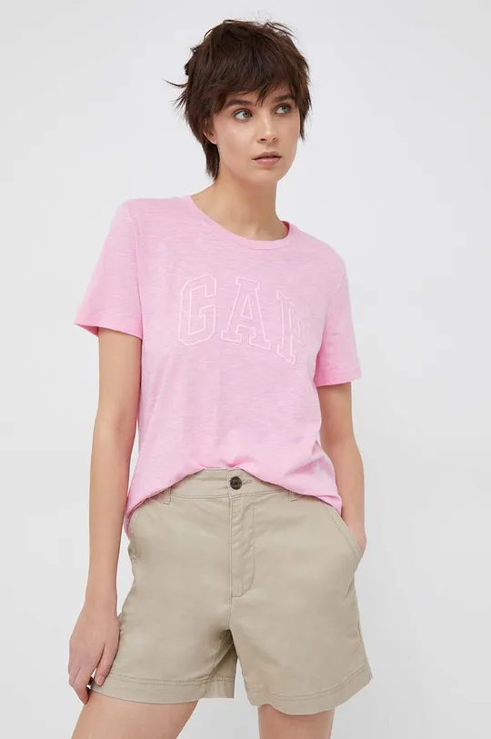 różowy GAP t-shirt bawełniany