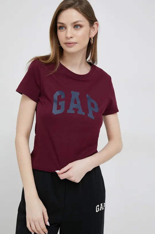 μπορντό Βαμβακερό μπλουζάκι GAP Γυναικεία