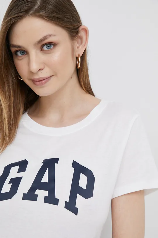 λευκό Βαμβακερό μπλουζάκι GAP