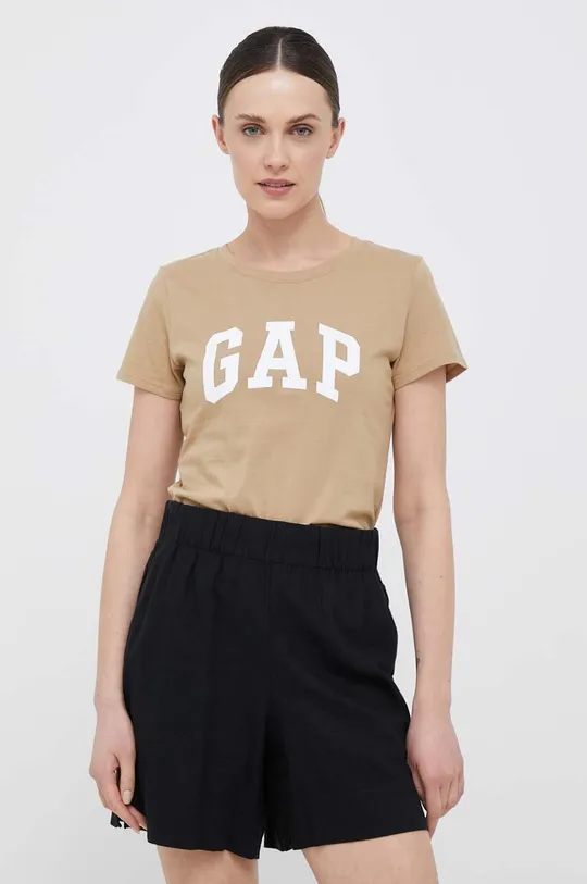 GAP t-shirt bawełniany 2-pack beżowy
