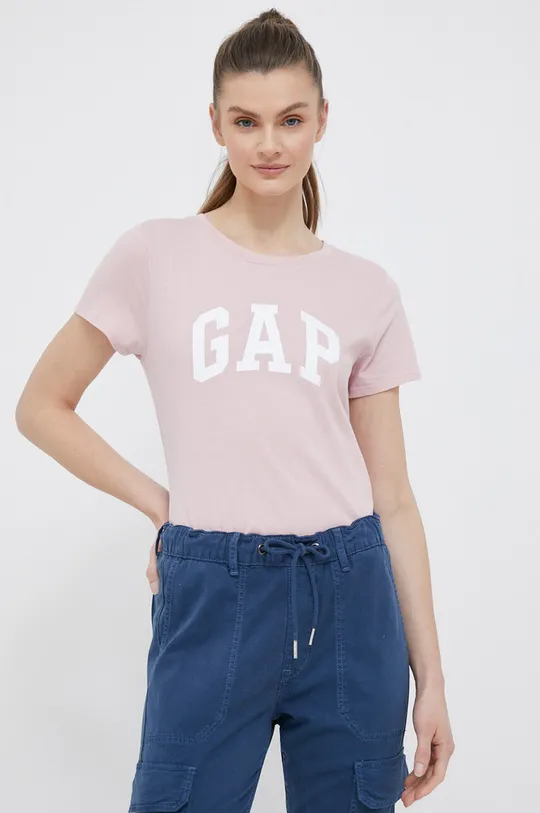 ροζ Βαμβακερό μπλουζάκι GAP 2-pack Γυναικεία
