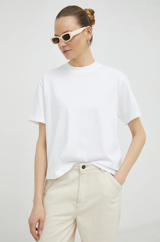Βαμβακερό μπλουζάκι Samsoe Samsoe λευκό