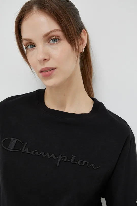 μαύρο Βαμβακερό μπλουζάκι Champion
