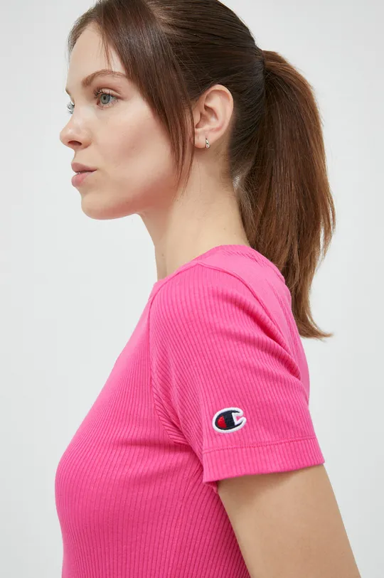 ροζ Βαμβακερό μπλουζάκι Champion Γυναικεία