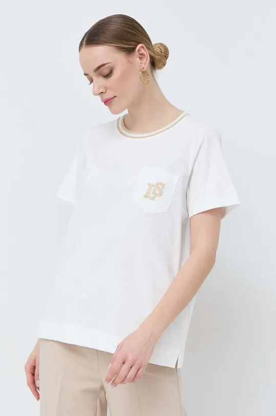 biela Bavlnené tričko Luisa Spagnoli