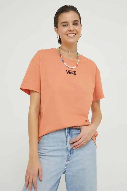 pomarańczowy Vans t-shirt bawełniany