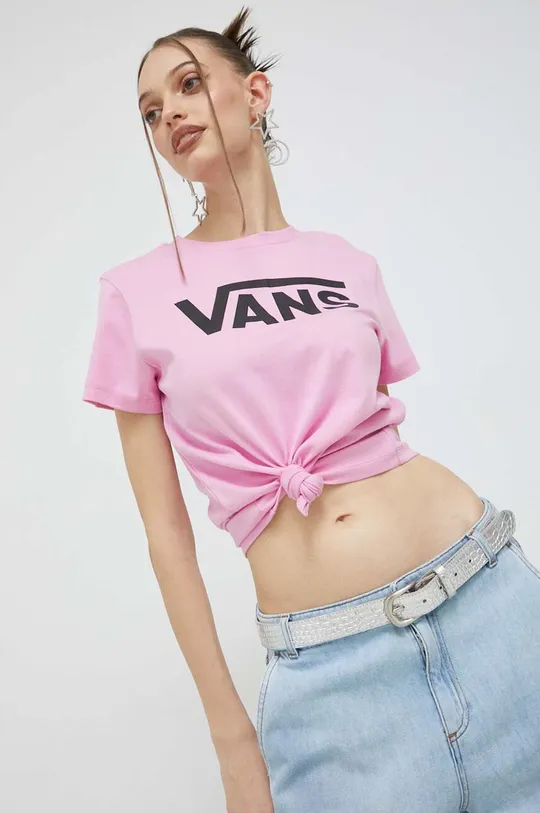 μωβ Βαμβακερό μπλουζάκι Vans Γυναικεία