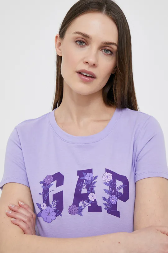 fioletowy GAP t-shirt bawełniany Damski