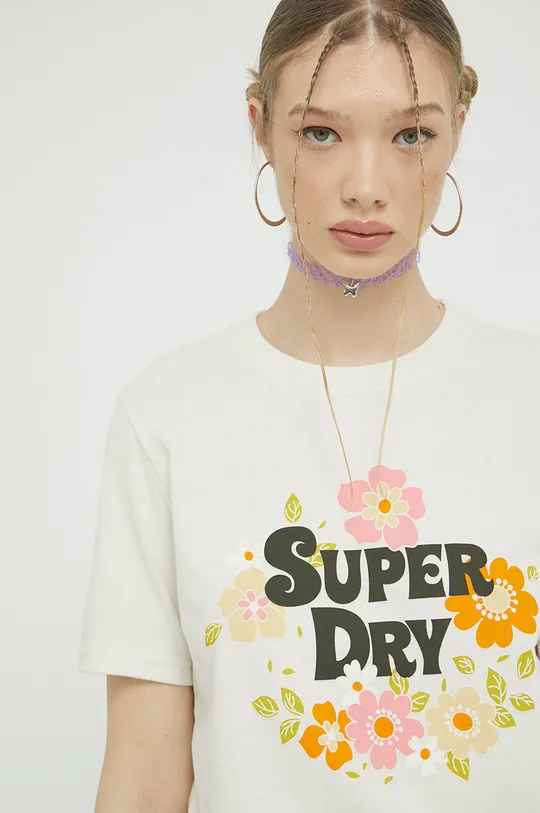 beżowy Superdry t-shirt