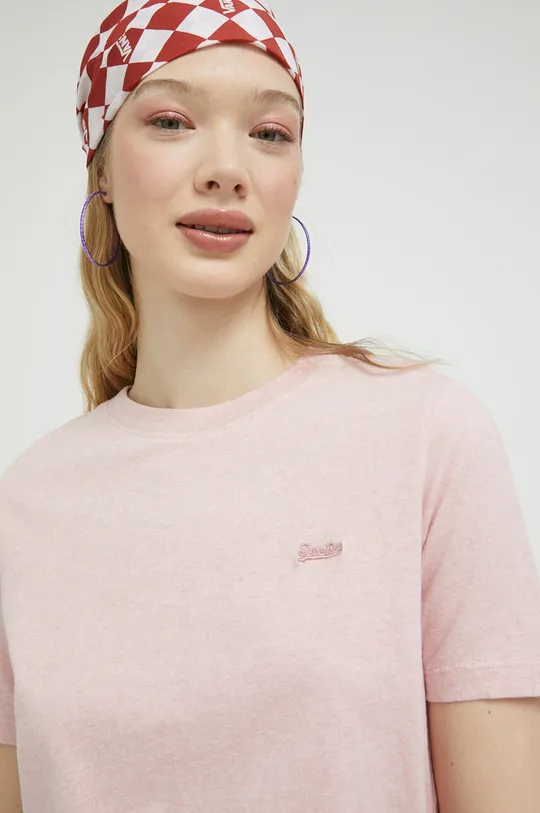 różowy Superdry t-shirt bawełniany