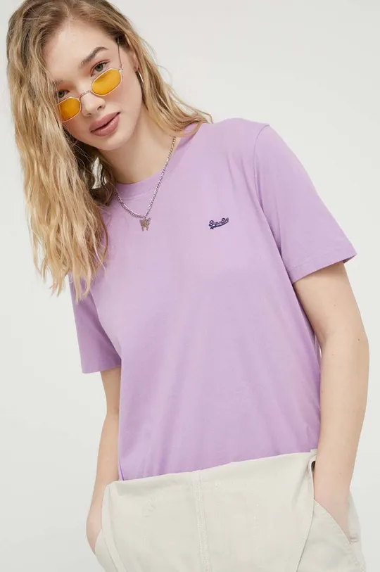 фиолетовой Хлопковая футболка Superdry Женский