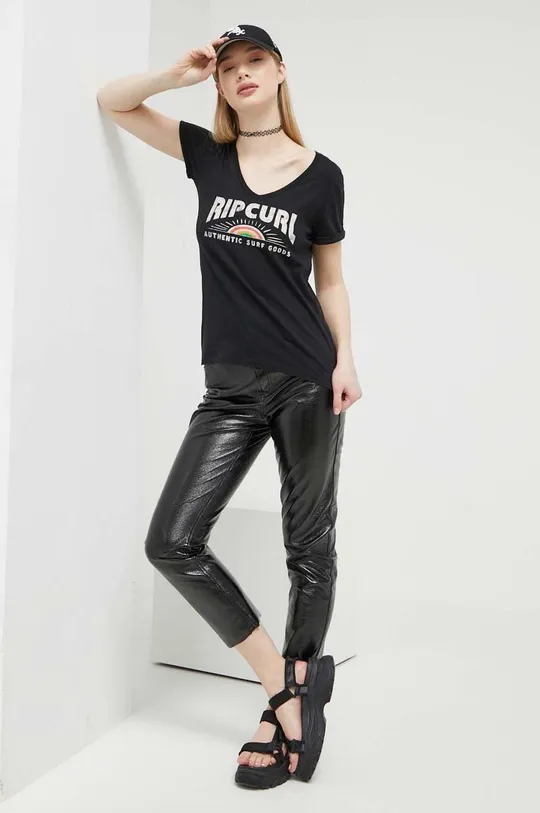 μαύρο Βαμβακερό μπλουζάκι Rip Curl Γυναικεία