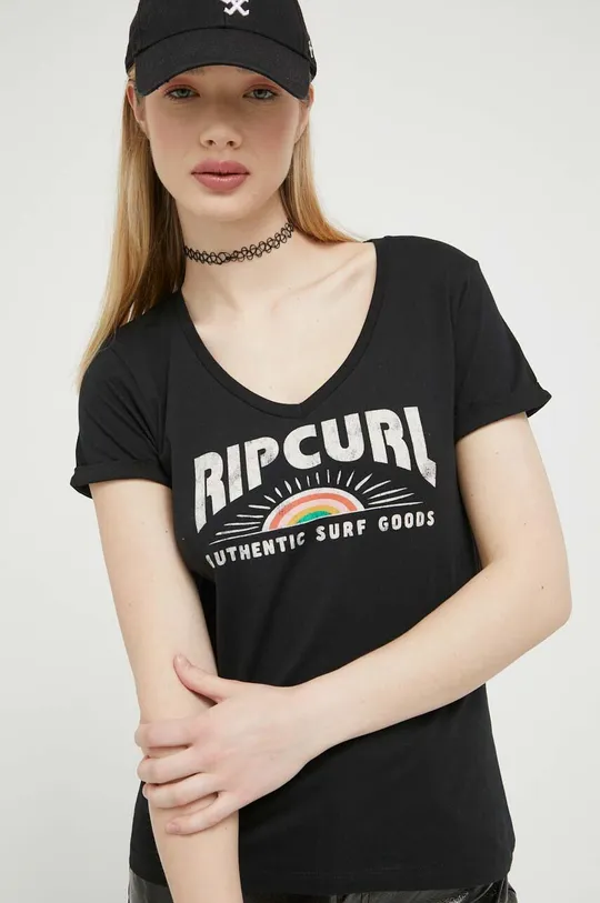 Бавовняна футболка Rip Curl чорний