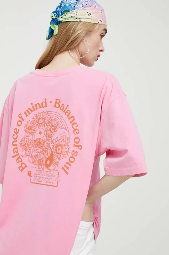 różowy Rip Curl t-shirt bawełniany Damski