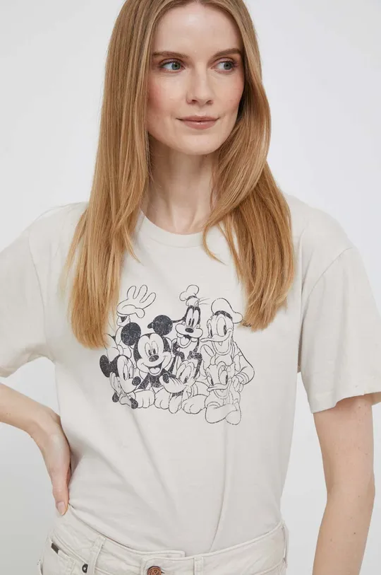 μπεζ Βαμβακερό μπλουζάκι GAP x Disney Γυναικεία