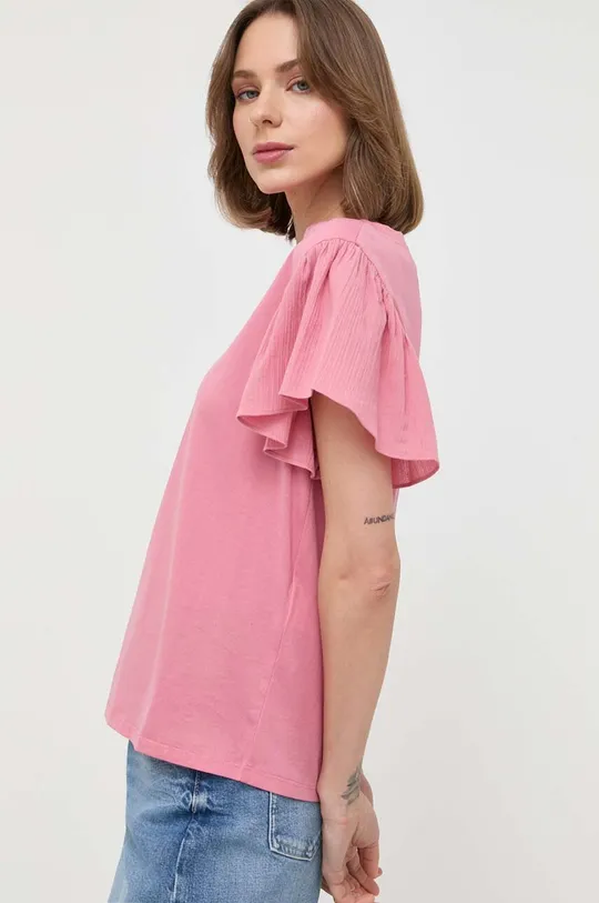 ροζ Βαμβακερό μπλουζάκι Weekend Max Mara Mana Γυναικεία