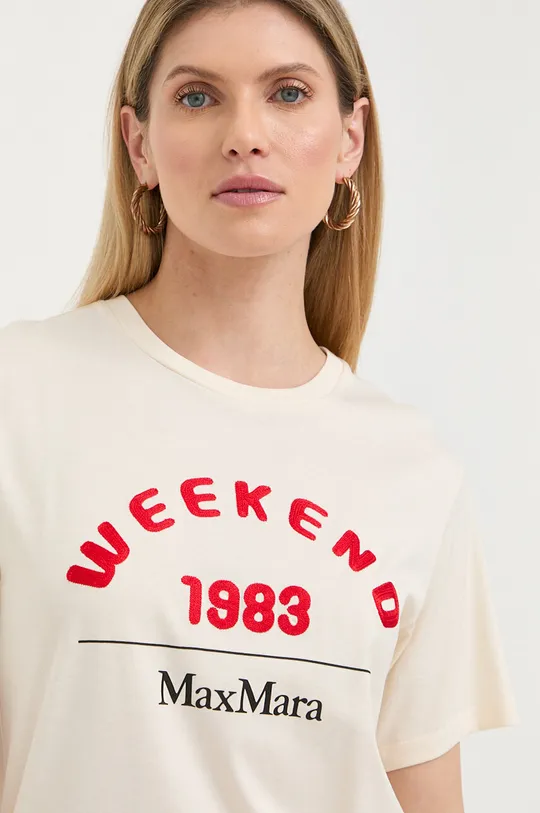 kremowy Weekend Max Mara t-shirt bawełniany Damski