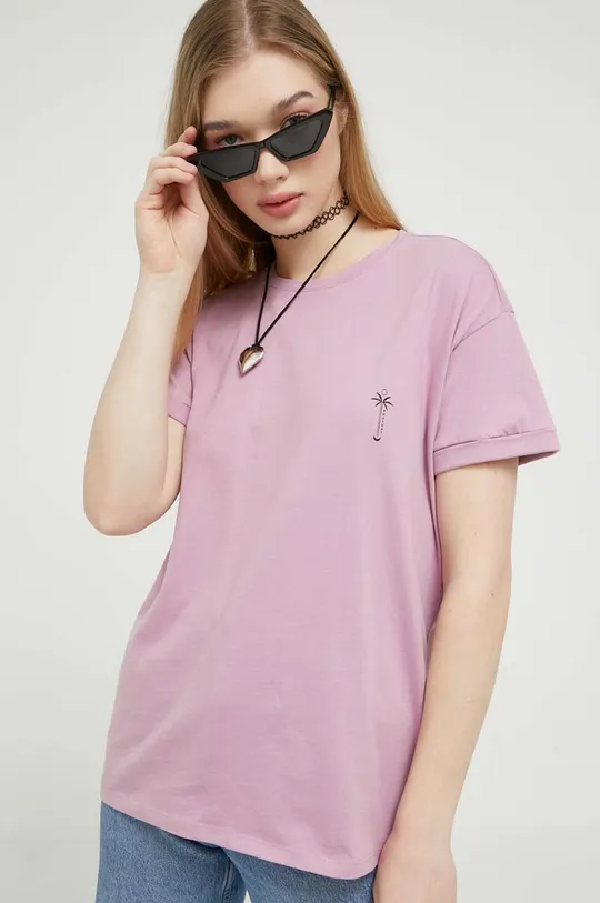 Βαμβακερό μπλουζάκι Protest ροζ
