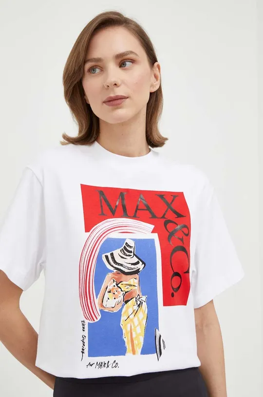bela Bombažna kratka majica MAX&Co.