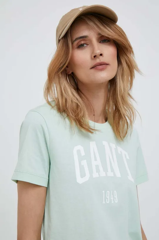 πράσινο Βαμβακερό μπλουζάκι Gant Γυναικεία