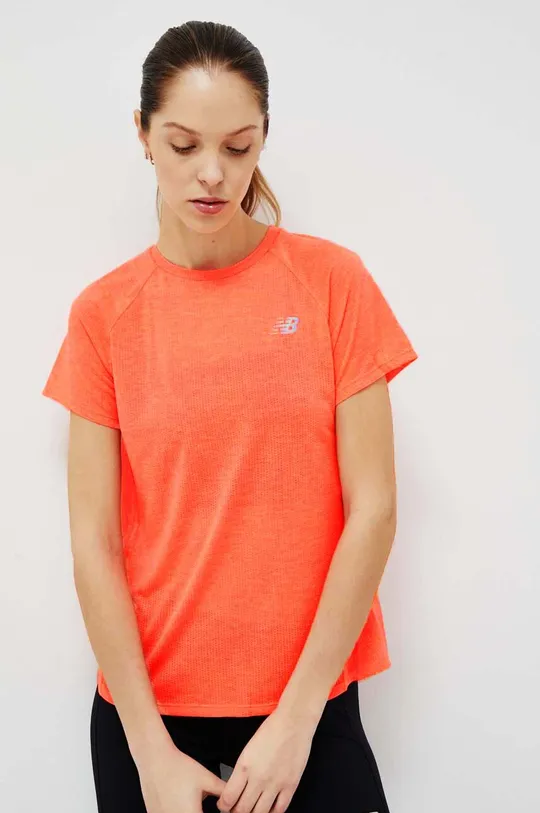 πορτοκαλί Μπλουζάκι για τρέξιμο New Balance Impact Run Γυναικεία