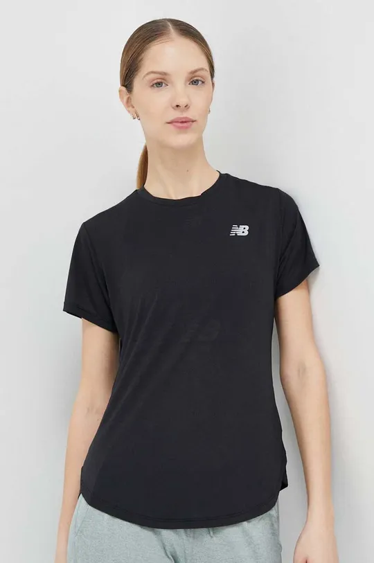 czarny New Balance t-shirt do biegania Accelerate