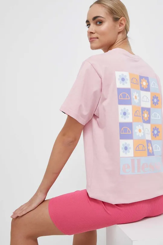 ροζ Βαμβακερό μπλουζάκι Ellesse Γυναικεία