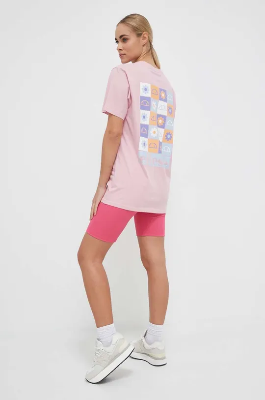 Βαμβακερό μπλουζάκι Ellesse ροζ