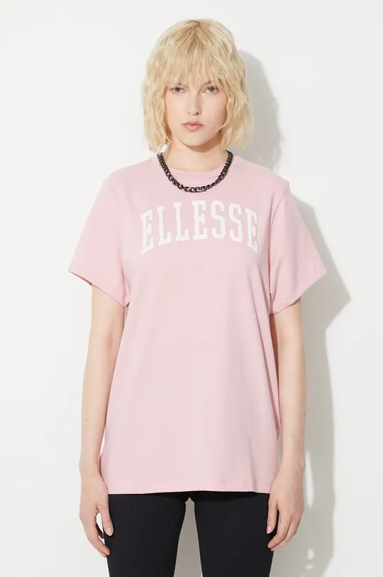 różowy Ellesse t-shirt bawełniany Damski