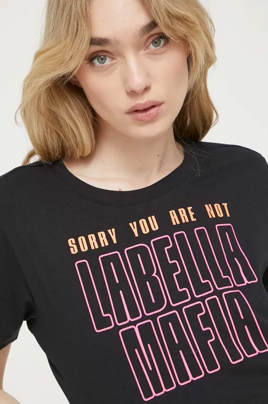 czarny LaBellaMafia t-shirt bawełniany Damski