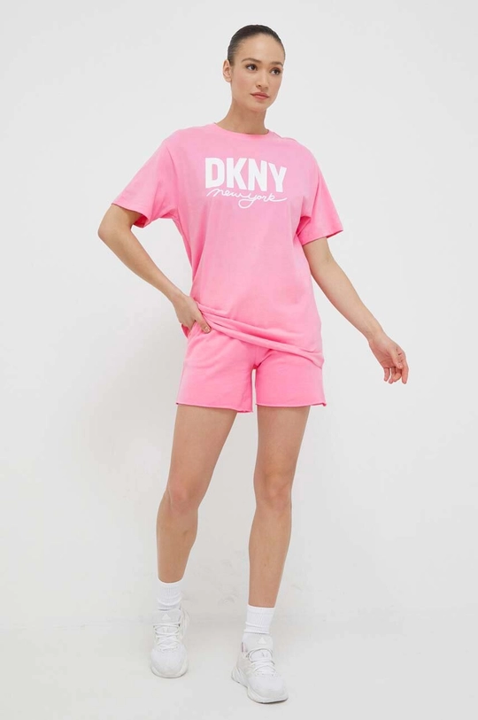 Βαμβακερό μπλουζάκι Dkny ροζ