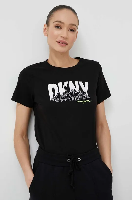 czarny Dkny t-shirt bawełniany Damski