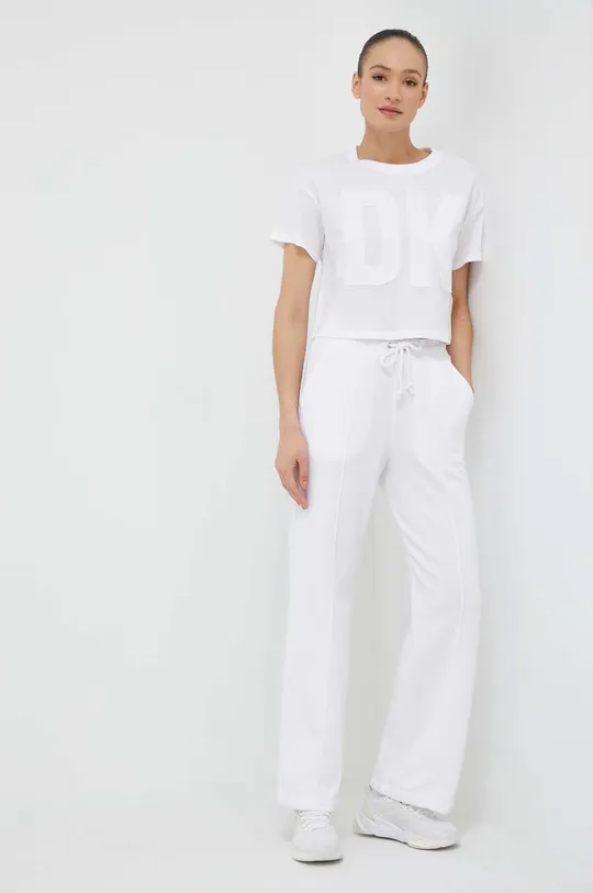 Βαμβακερό μπλουζάκι Dkny λευκό