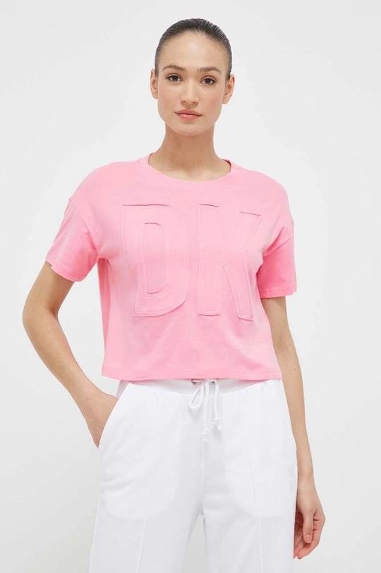 różowy Dkny t-shirt bawełniany Damski