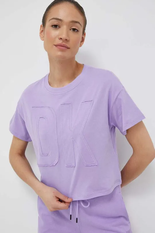 μωβ Βαμβακερό μπλουζάκι DKNY