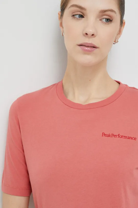 roza Pamučna majica Peak Performance Ženski