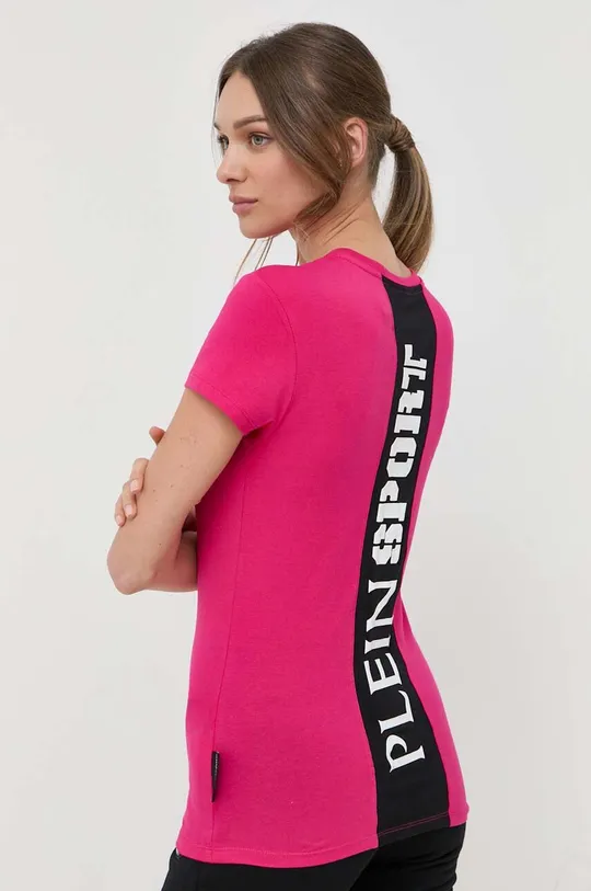 różowy PLEIN SPORT t-shirt bawełniany Damski