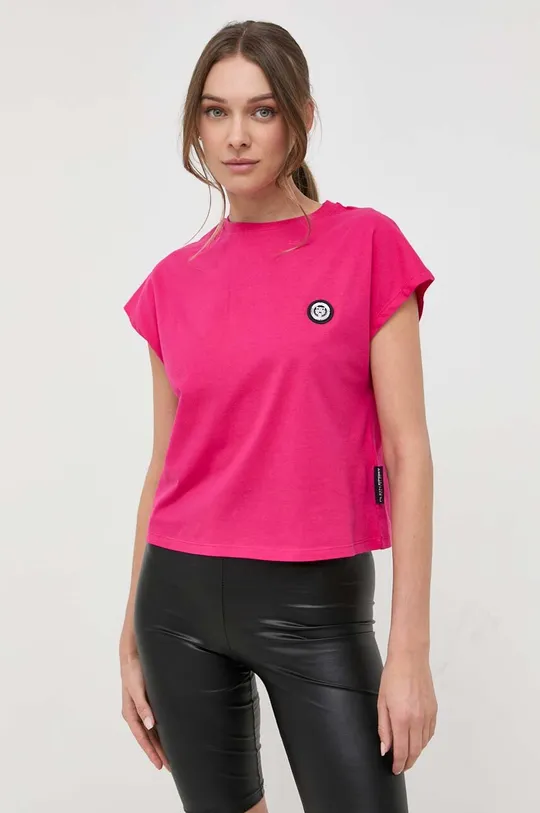 różowy PLEIN SPORT t-shirt bawełniany Damski