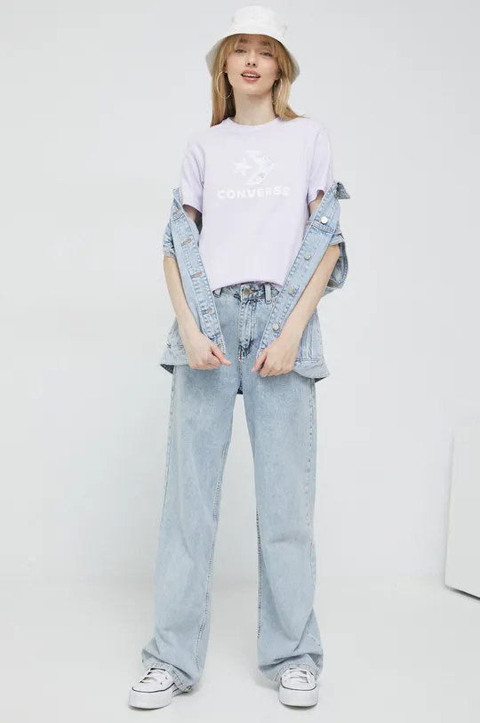 Converse t-shirt bawełniany fioletowy