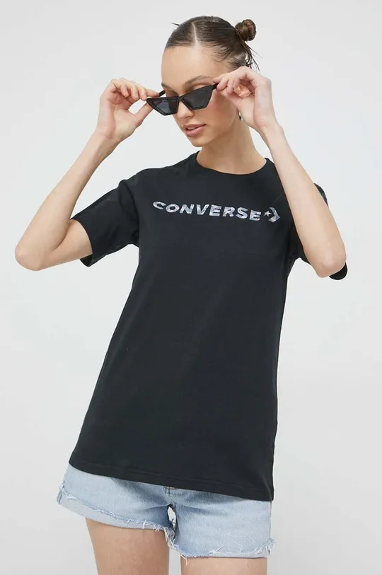 čierna Bavlnené tričko Converse